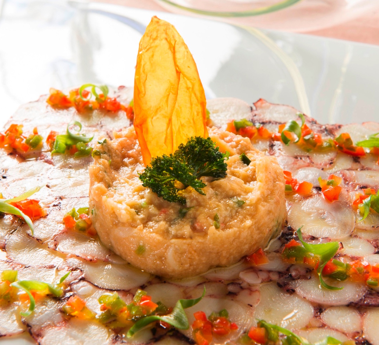 Fado: Crab Bread Stew with Octopus Carpaccio